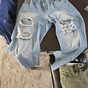 Distressed Light Blue Jeans